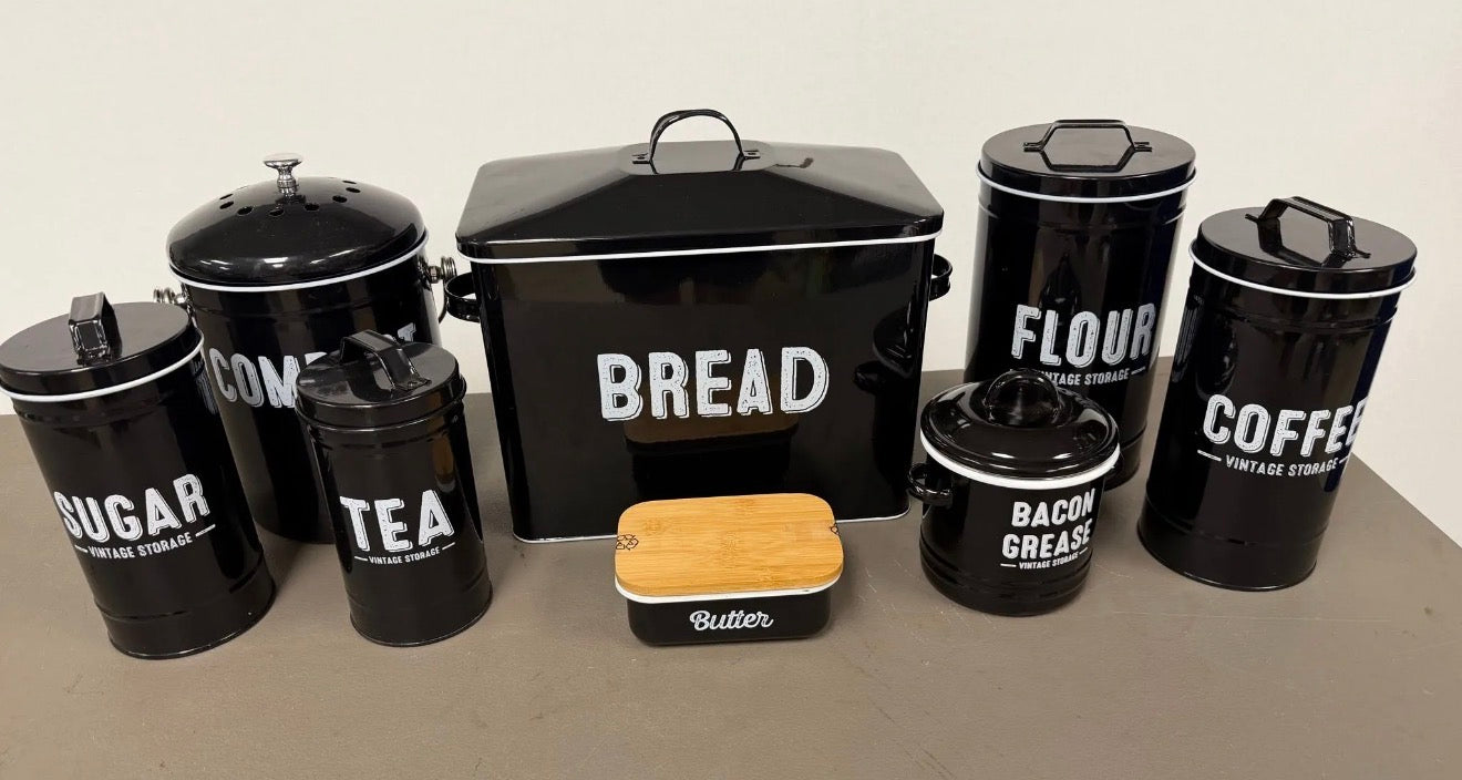7 Piece Kitchen Canister Set, does not include the Bacon Grease Canister